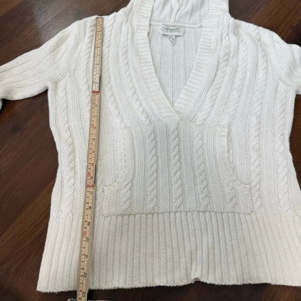 Vintage Y2K Aeropostale Cable Knit V-Neck Sweater Bella Swan Rabbit Hair Fits Lg - Picture 4 of 5